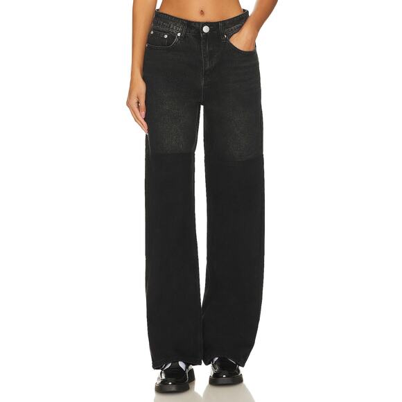 superdown Denim - Superdown Kenny Contrast Jeans Grey Black High Rise Straight Leg Pockets Size 27